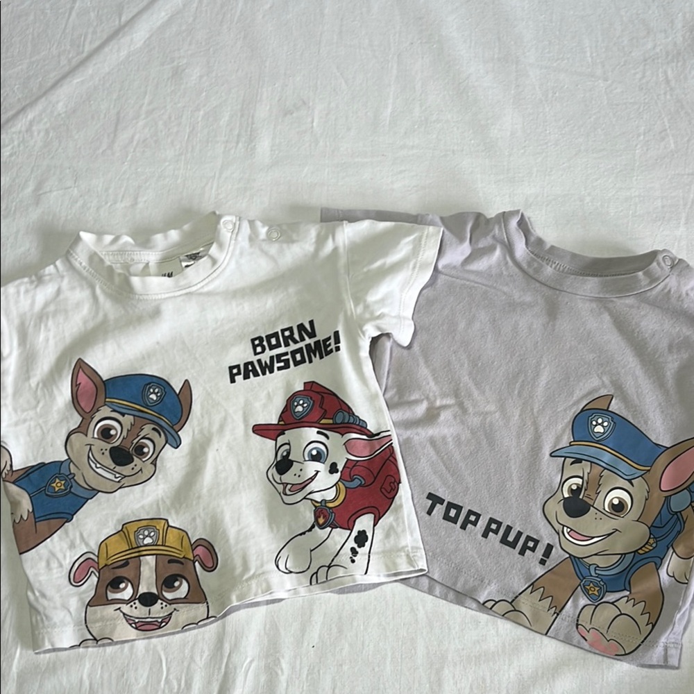 6M H&M Kids Paw Patrol Tees - White & Gray